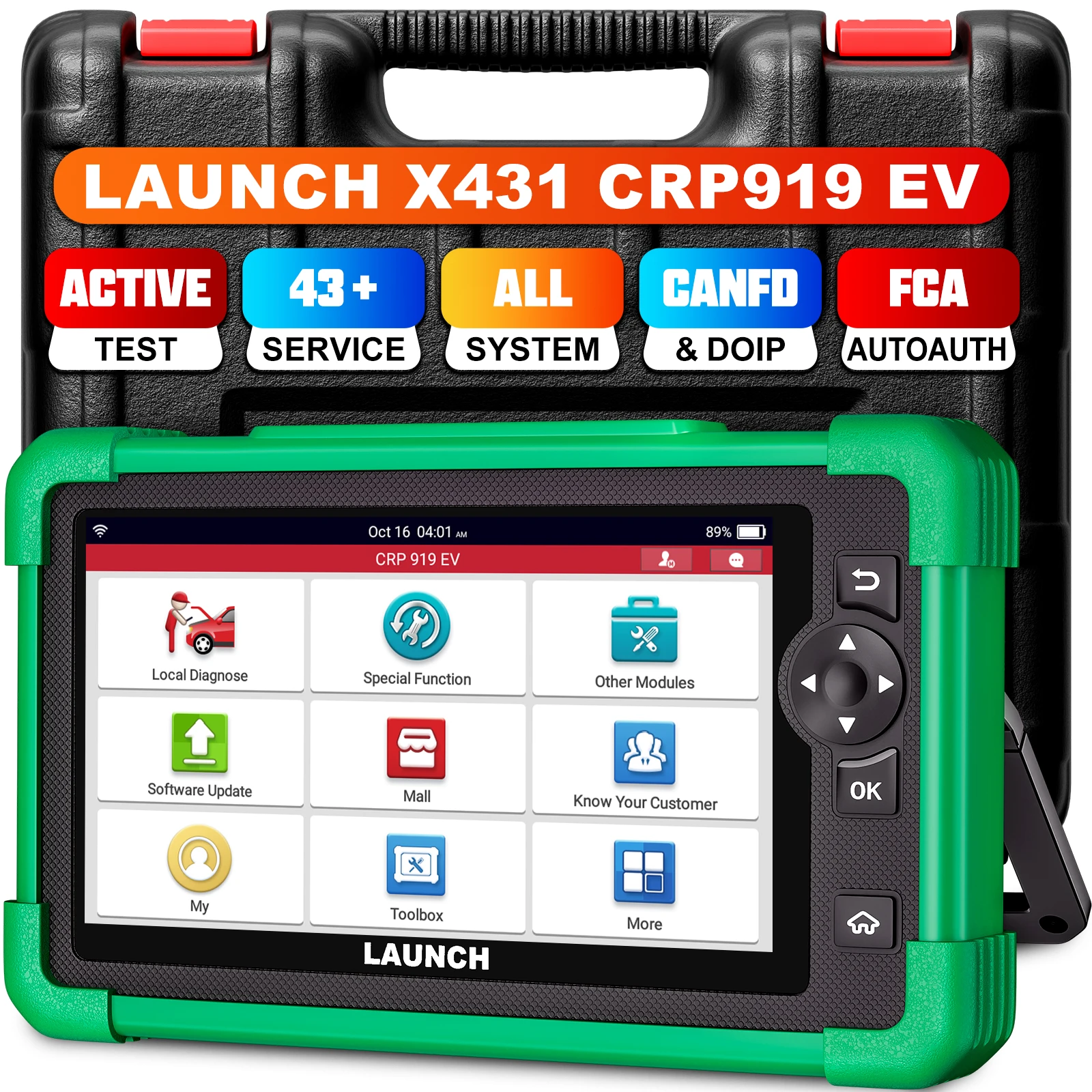 LAUNCH X431 CRP919 Diagnosegerät für Elektrofahrzeuge, EV-Scan-Tool mit bidirektionaler Steuerung für alle Systeme, 43 Servicefunktionen, Scanner