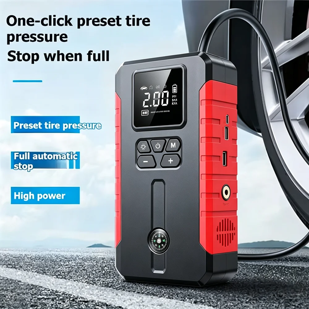 15000A-19000A Peak 350PSI 12V 17-in-1 Portable Jump Starter with Air Compressor Jump Starter, Car Battery Charger, Car Jump Starter with Air Compressor, Jump Starter Para, Car Accessories Tools, LED Light, Battery Charger, Cart Battery Charger