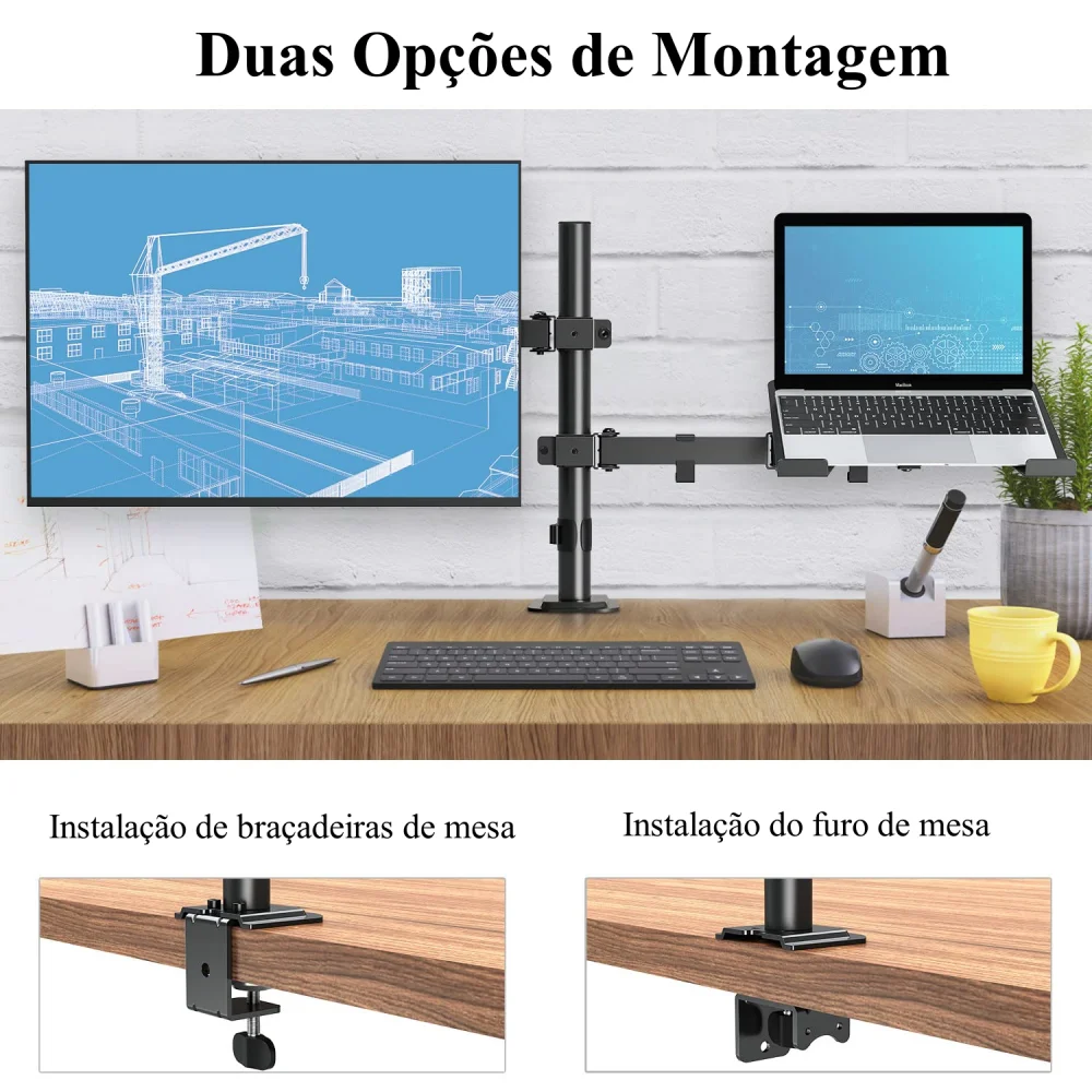 Notebook monitora suporte articulado, suporte 2 tabela, 13 polegadas, 27 polegadas, VESA com ajuste de junta, altura preta para computador