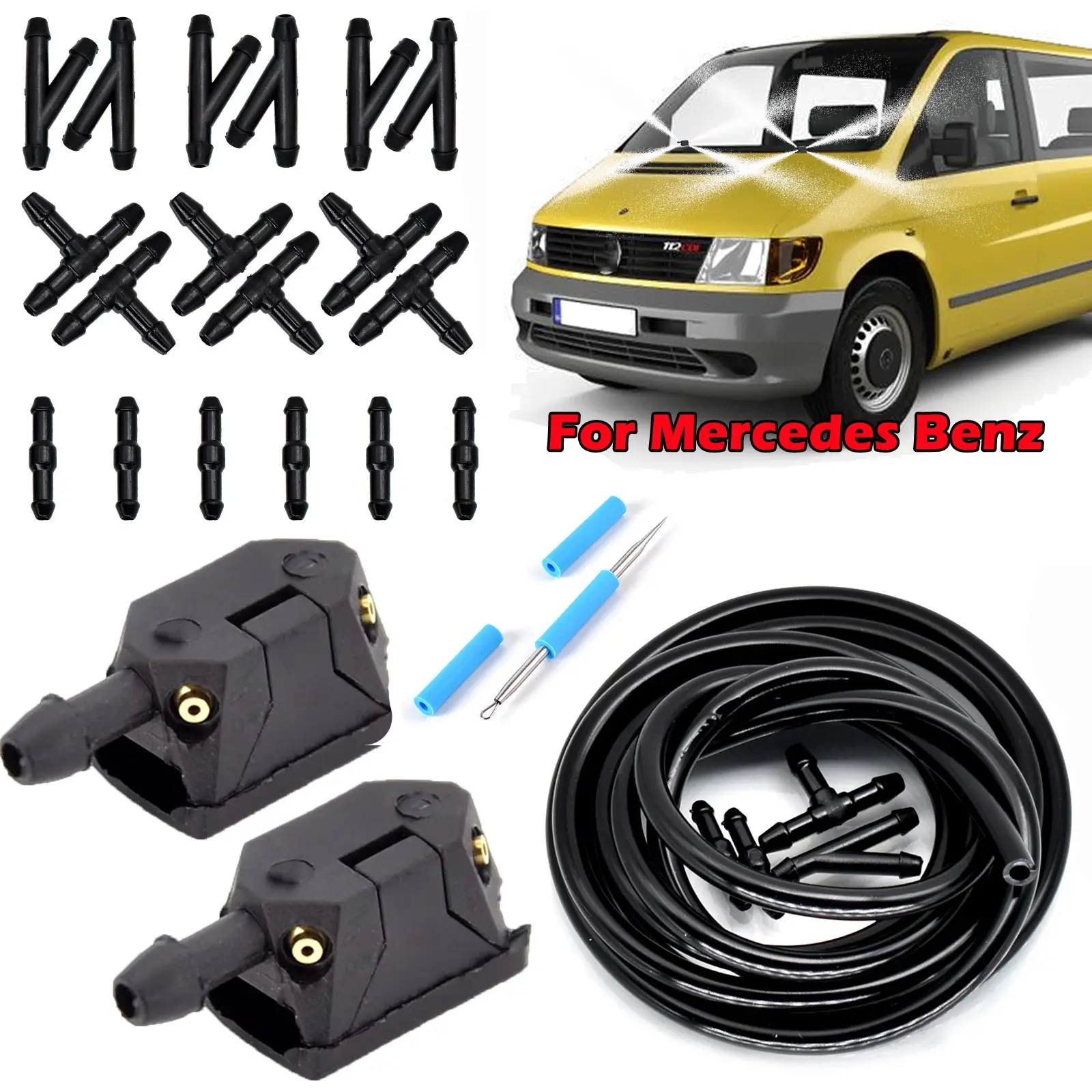 Car Windscreen Washer Wiper Blade Water Spray Jets Nozzles For Mercedes Benz Vito 638 639 W638 W639 W447 Viano V-Class Sprinter