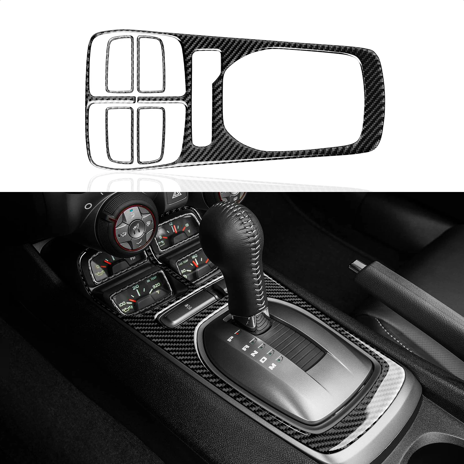 Car Gear Shift Panel Sticker Decal copertura in fibra di carbonio per Chevrolet Camaro 2010 2011 2012 2013 2014 2015 accessori