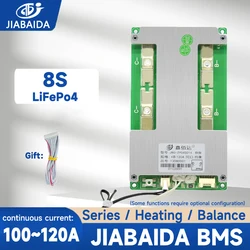 JIABAIDA BMS 4S 12V Lifepo4 100A 120A Current Charge Discharge with Balance Heating Function Support Series Connection JBD BMS