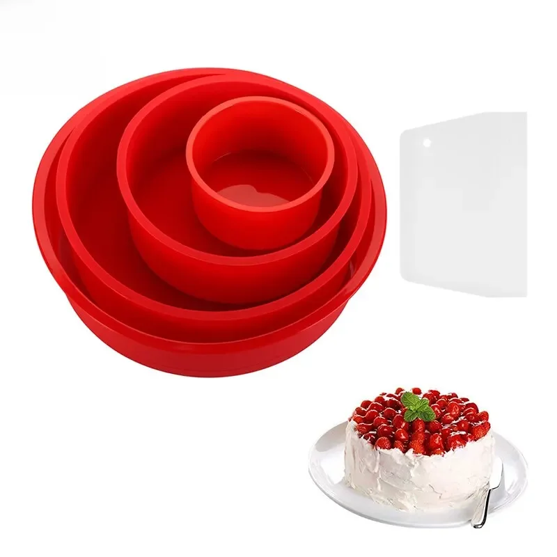 Image of 4 6 8 10 Inch Silicone Round Cake Pan 2 3 4 Tier Silicone Cake Mold Heat Resistance Circle Baking Pan