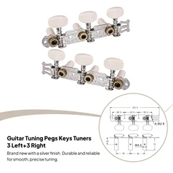 2pcs 3R3L Classical Guitar String Tuning Pegs Keys Tuners With White Button Durable Guitar Tuning Peg Accessories