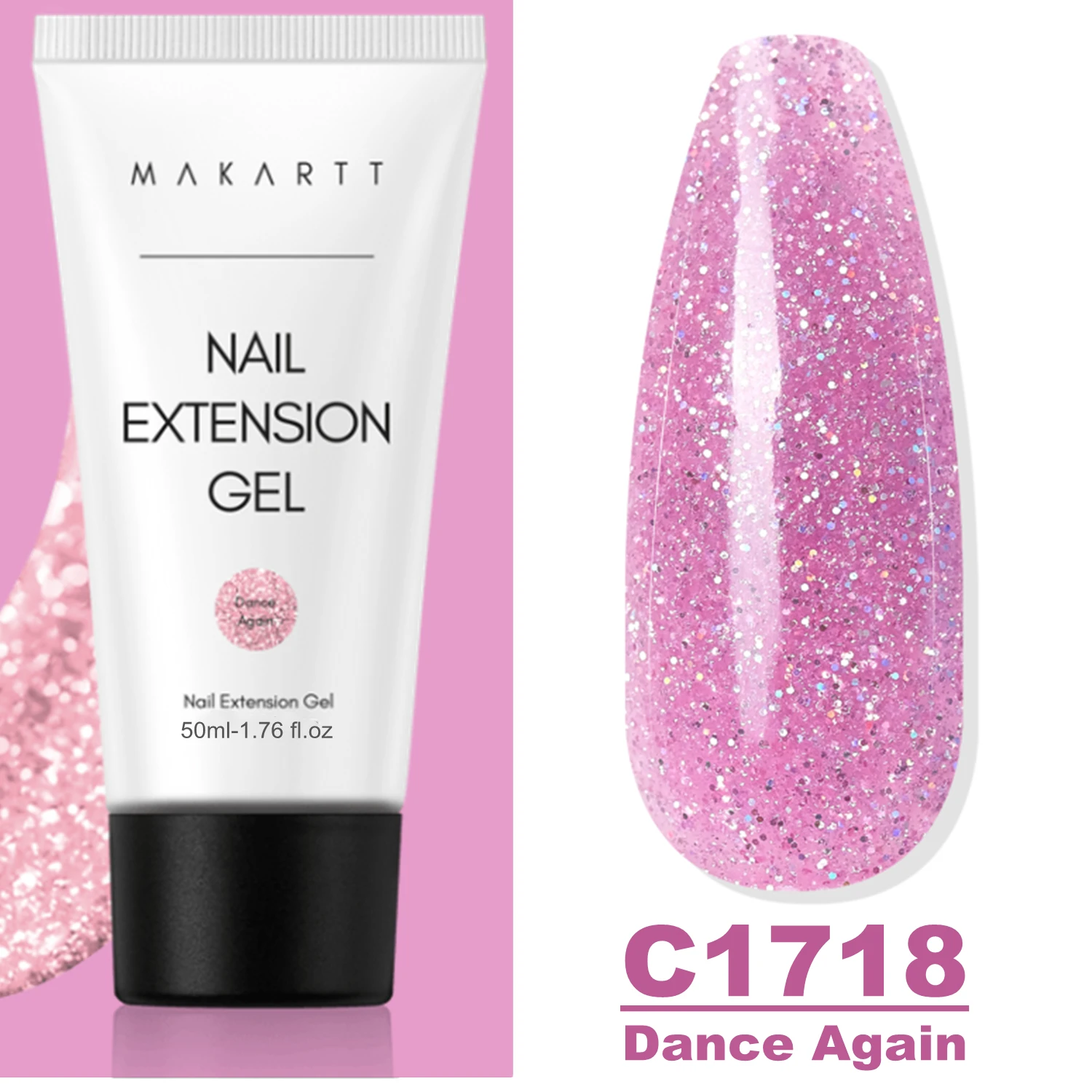 Makartt Poly Nails Acrygel, 50g Transparant/Roze/Nude Nagelverlengingsgel Glitter Builder Nagelgel voor trendy DIY nagelkunst