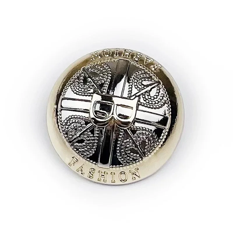 Boutons métalliques B de luxe, 6 pièces, argent brillant, bord plaqué or, boucle de bricolage, costume Simple, vêtements, boutons décoratifs