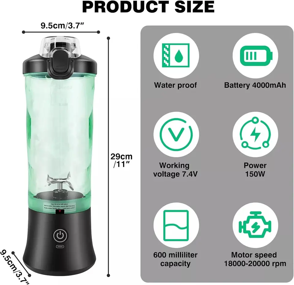 Upgraded Portable Blender for Smoothies and Juices