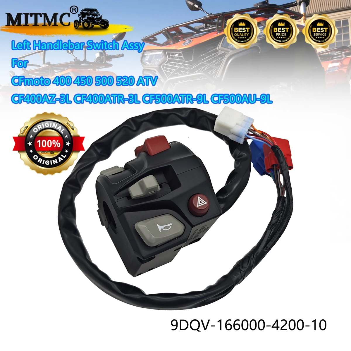 

Original Left Handlebar Switch Assy For CF 400 450 500 520 CF400AZ-3L CF400ATR-3L CF500ATR-9L CF500AU-9L ATV 9DQV-166000-4200-10