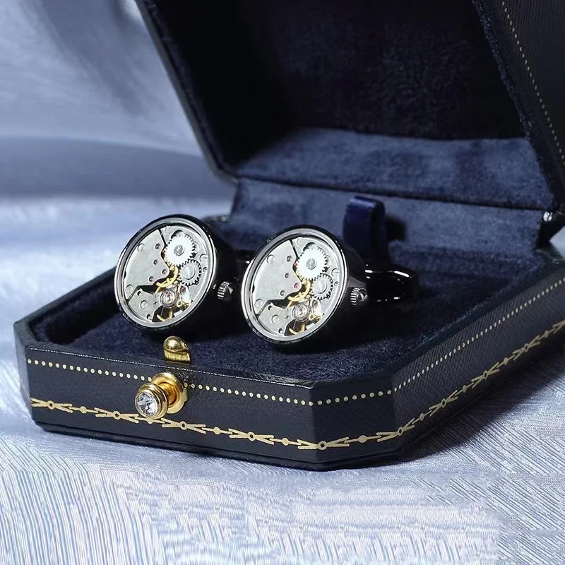 Marken designer Uhrwerk Manschetten knöpfe für Herren Business Hochzeit Hemd Manschetten knöpfe