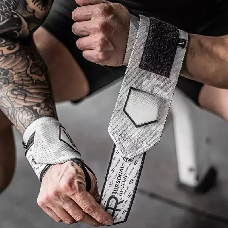 1 para kamuflażu pasek na nadgarstek do podnoszenia ciężarów dla siłownia opaski na nadgarstek dla mężczyzn kobiet Heavy Duty trening siłowy wsparcie nadgarstka — zdjęcie 2