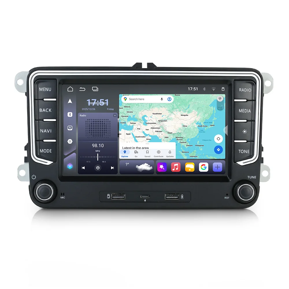 Mekede Android 15 Autoradio-Player mit Carplay für Universal VW Volkswagen Passat B6 B7 Golf 5 6 Polo Skoda Jetta Intelligentes System – Detail 12