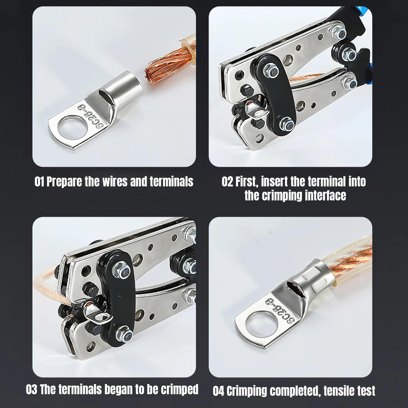 Tragbares manuelles Kabelcrimpwerkzeug HX-50B Crimpzange 6-50mm²/AWG 10-0 Aderendhülsen-Crimper Sechskant-Verdrahtungszange – Detail 3
