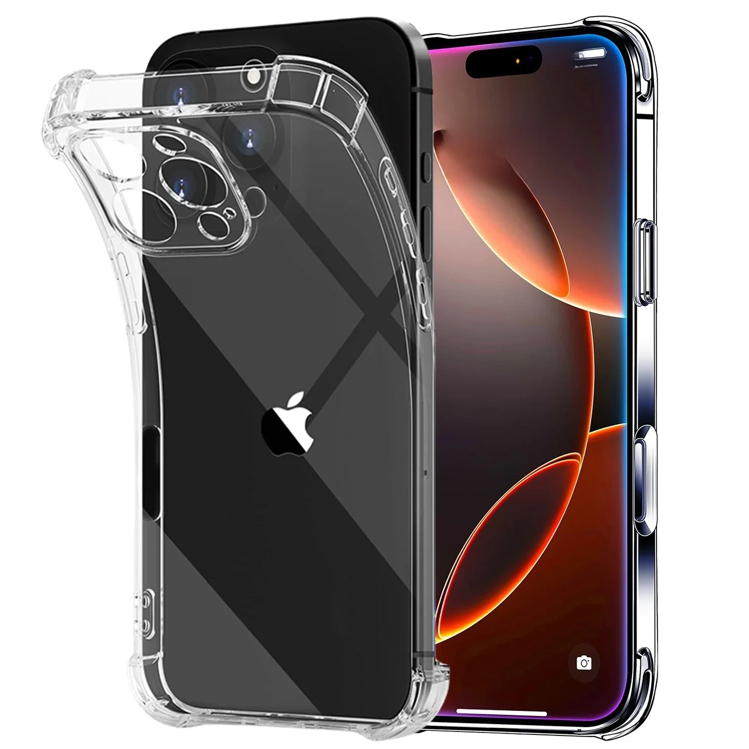 Coque transparente en silicone antichoc Airbag pour iPhone, coque arrière transparente pour iPhone 16, 15 Plus, 11, 12, 13, 14 Pro Max, Mini, X, XS, Poly, 6, 6S, 7, 8