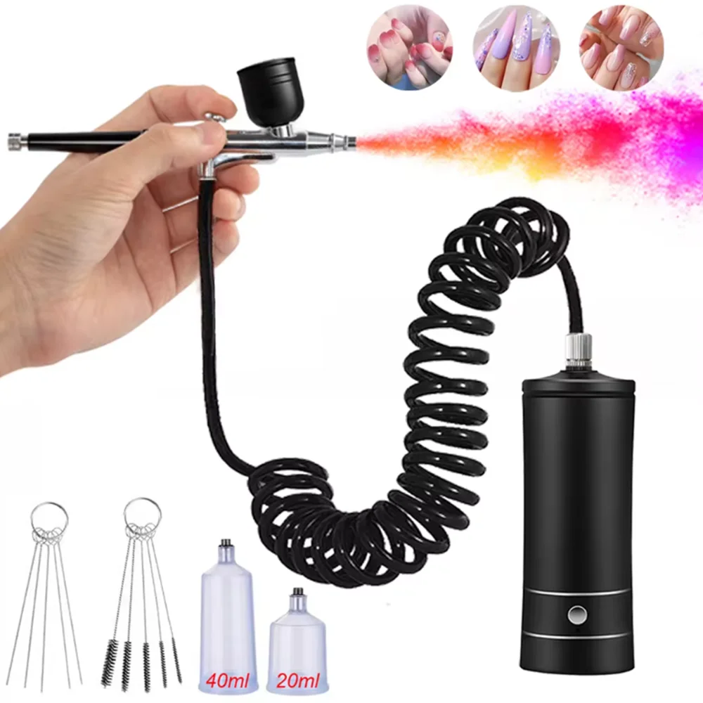 Airbush Nail con compressore aerografo portatile con compressore per unghie Art Cake Painting