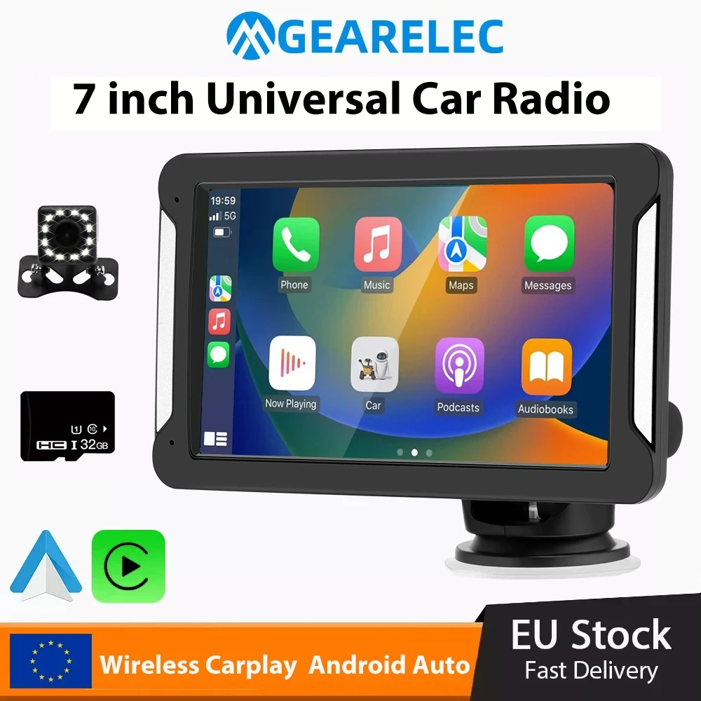 Portable Universal Car Radio Wireless CarPlay Android Auto Multimedia Video Player 7inch Touch Screen For BMW VW Nissan Benz