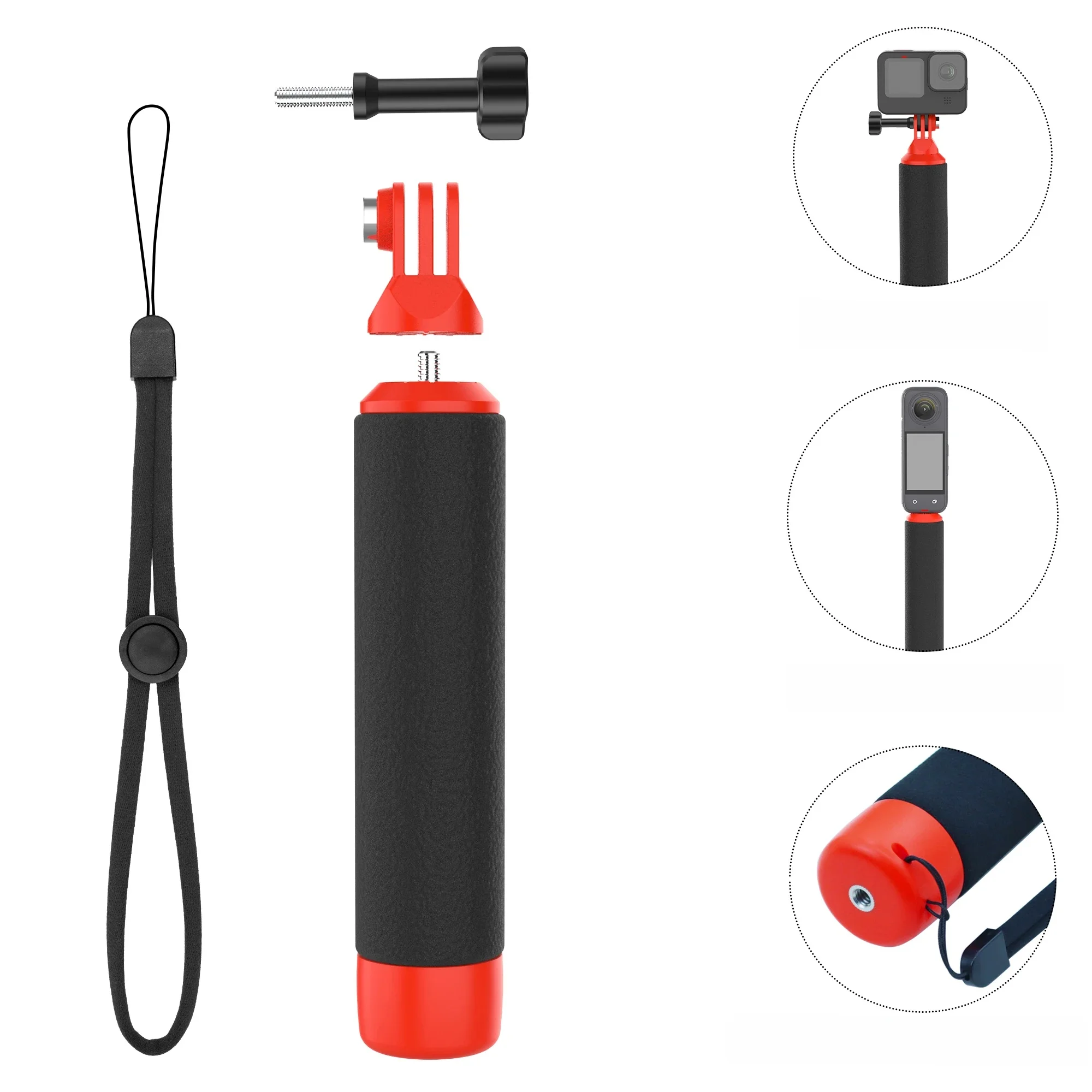 Poignée flottante pour Insta360 X4 X3 X2, barre de flottabilité pour Gopro Hero 12/11/10/9 pour caméra d'action de sport DJI