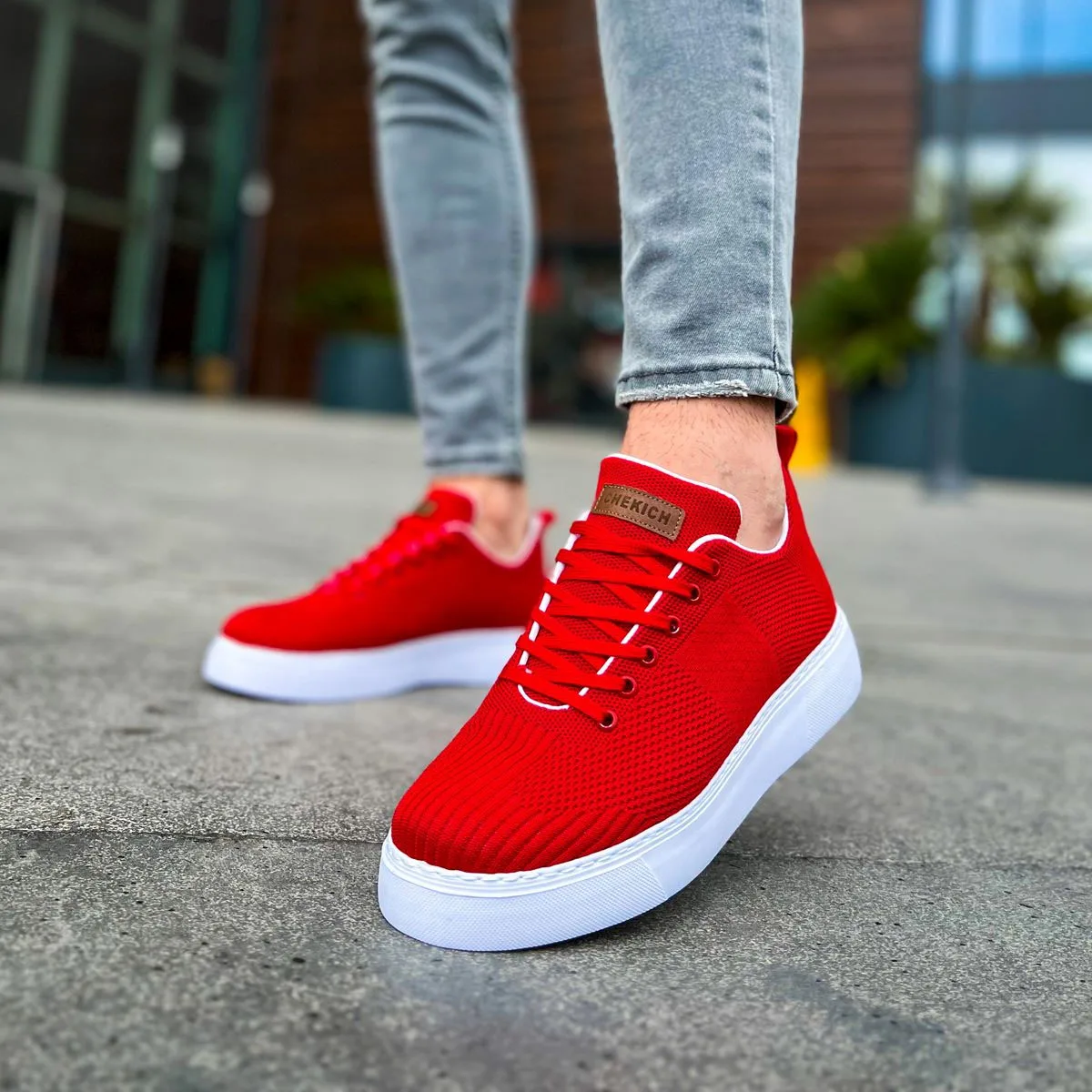 

CHEKICH Original Brand Red 2024 Men's Sports Shoes High-soled Elastic band Crew, Daily Sneakers CH413