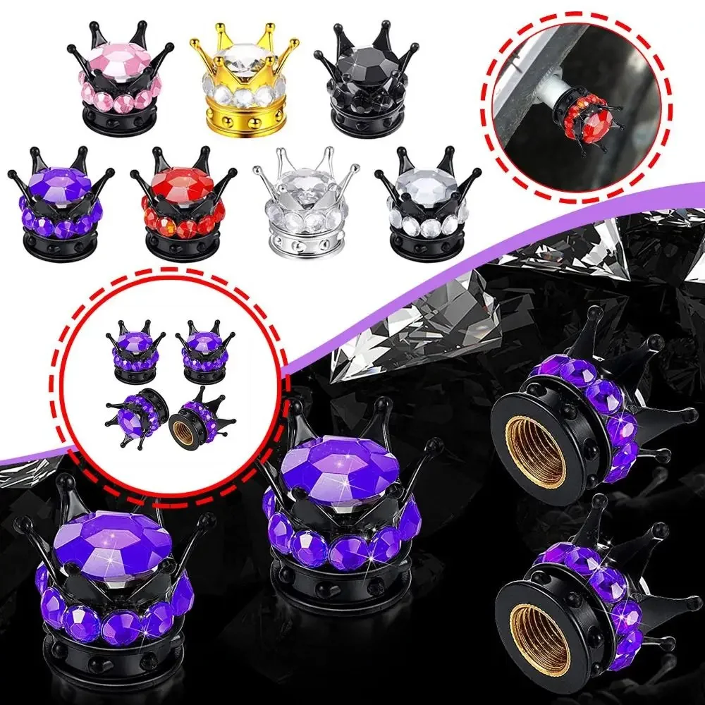 AliExpress 4pcs Crown With Diamond Car Tire Tyre Valve Caps Covers Car Motorcycle Bicycle Air Cover Auto