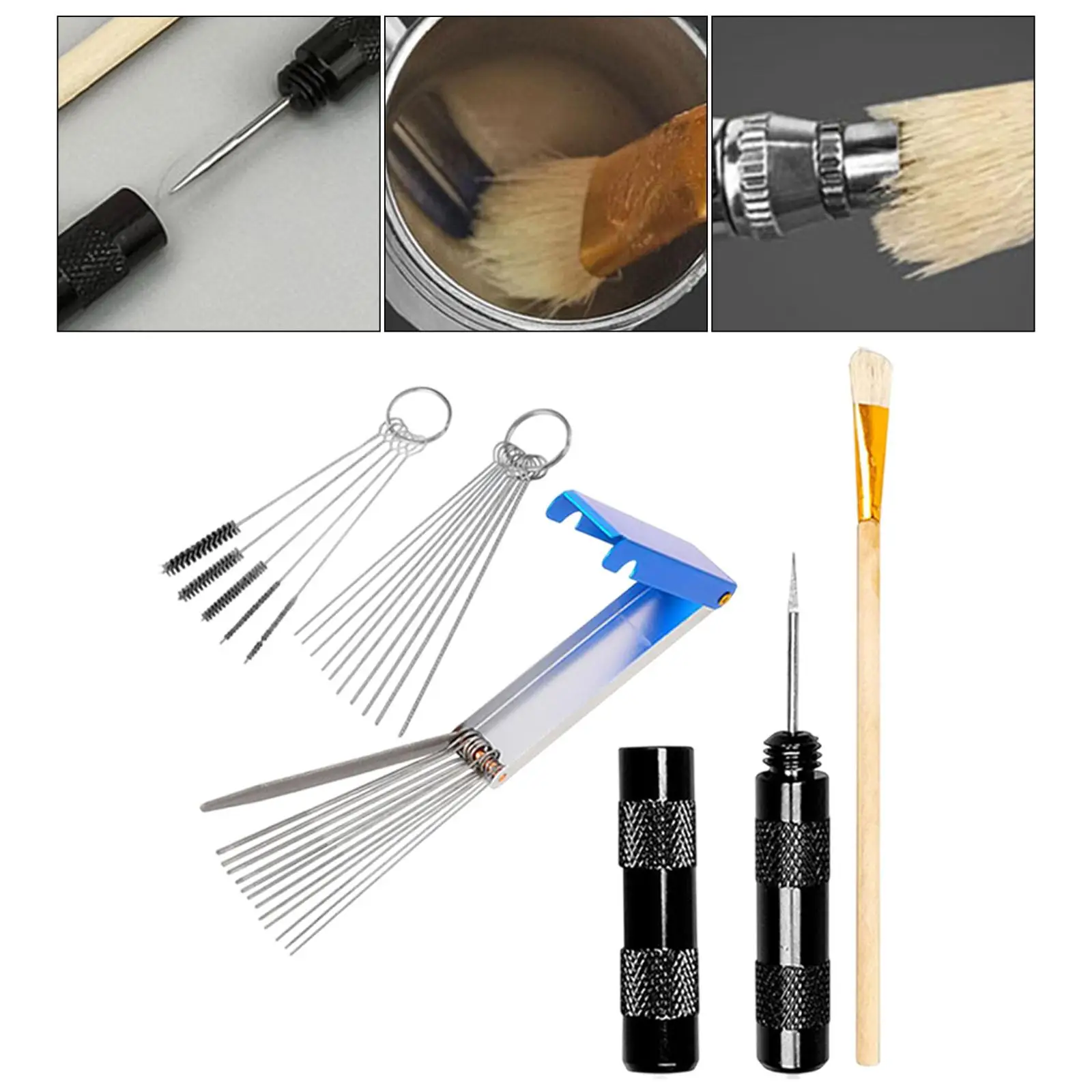 

Airbrush Cleaning Brush Kit with Brushes Needle Easy Use Airbrush Cleaner for Studio Office Home Airbrush Cleaner Accessories