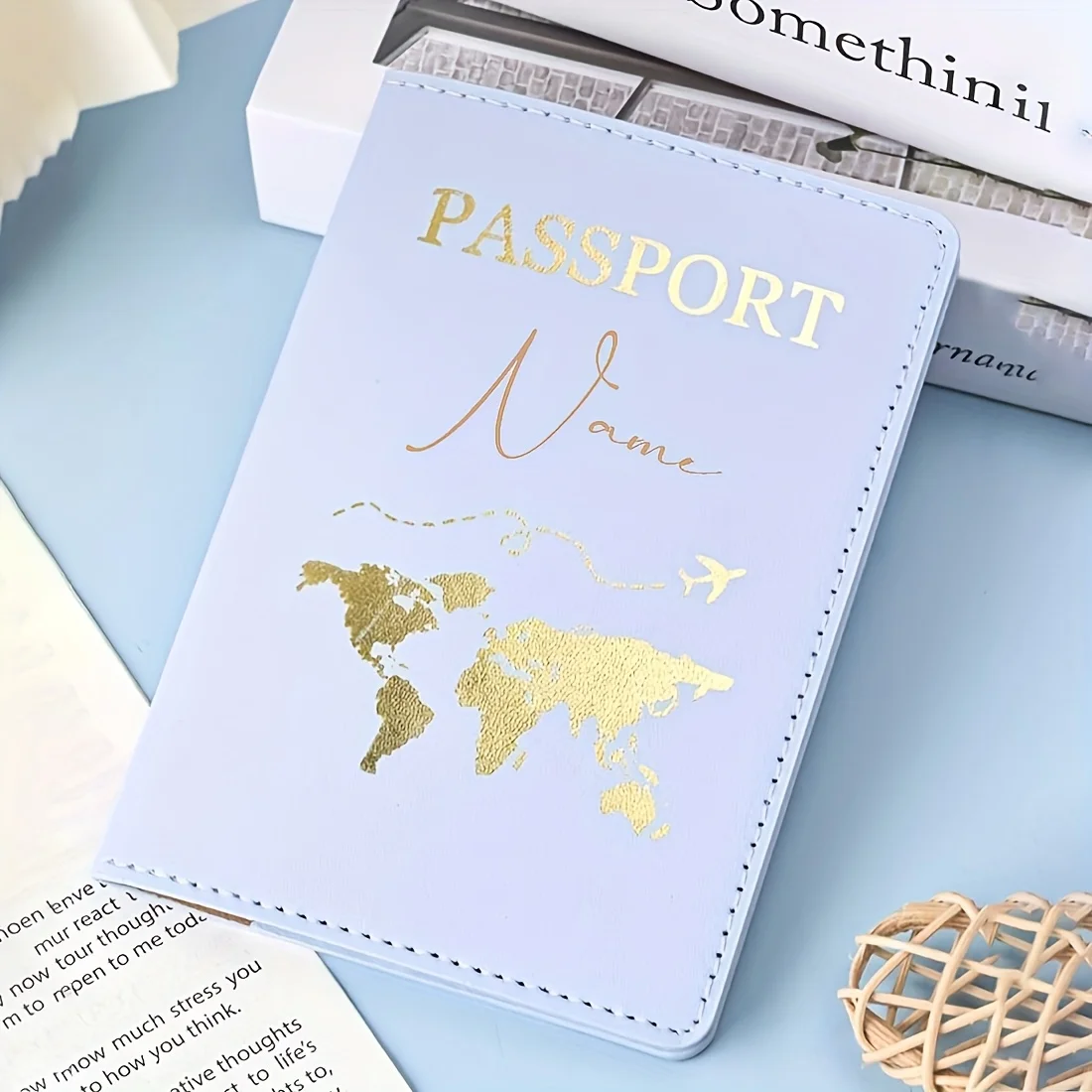 

World Map Custom Name Passport Holder, Multicolor Travel Organizer Elegant Gift for Men Women Teens Birthday Graduation Use