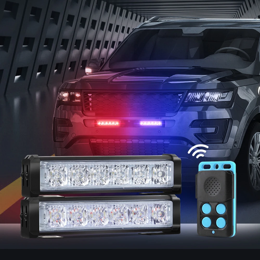 

Grille Car LED Lights Strobe Emergency Remote Wireless Control Flashing Signal for Fireman Off-Road Beacon Warning Lamp 12leds