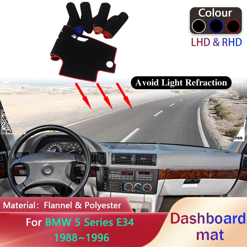 

Car Dashboard Pad for BMW 5 Series E34 1988~1996 1989 1990 Liner Anti-Slip Mat Sunshade Dashmat Cover Carpet Rug Part Accessorie