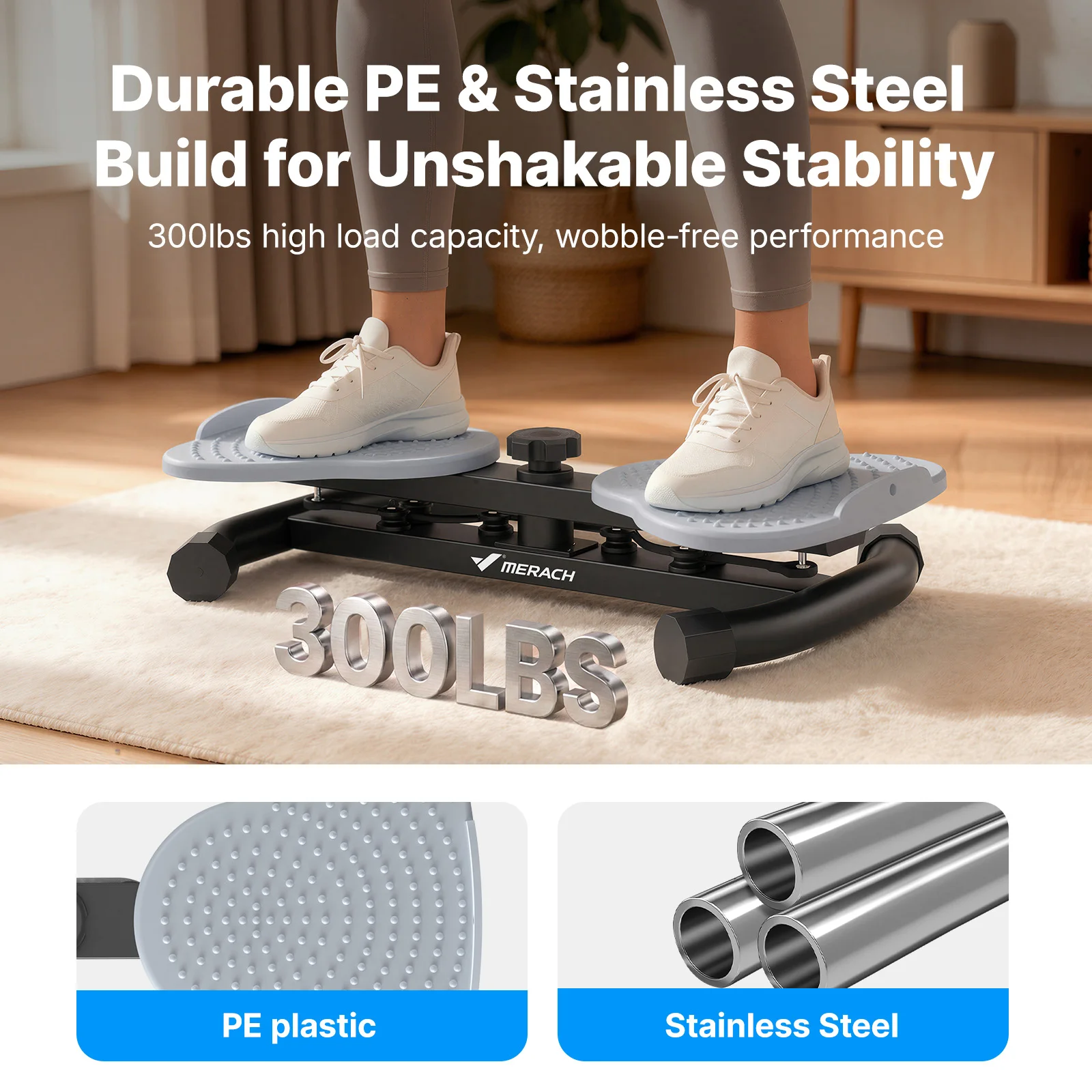 MERACH Waist Twister Board with Pull Cords Dual Pedal Ab Twister 300 lbs Capacity Silent Anti-Slip Core Exerciser with Foot Massage Slim Waist Love Handle Workout Equipment for Home Office for Women & Seniors