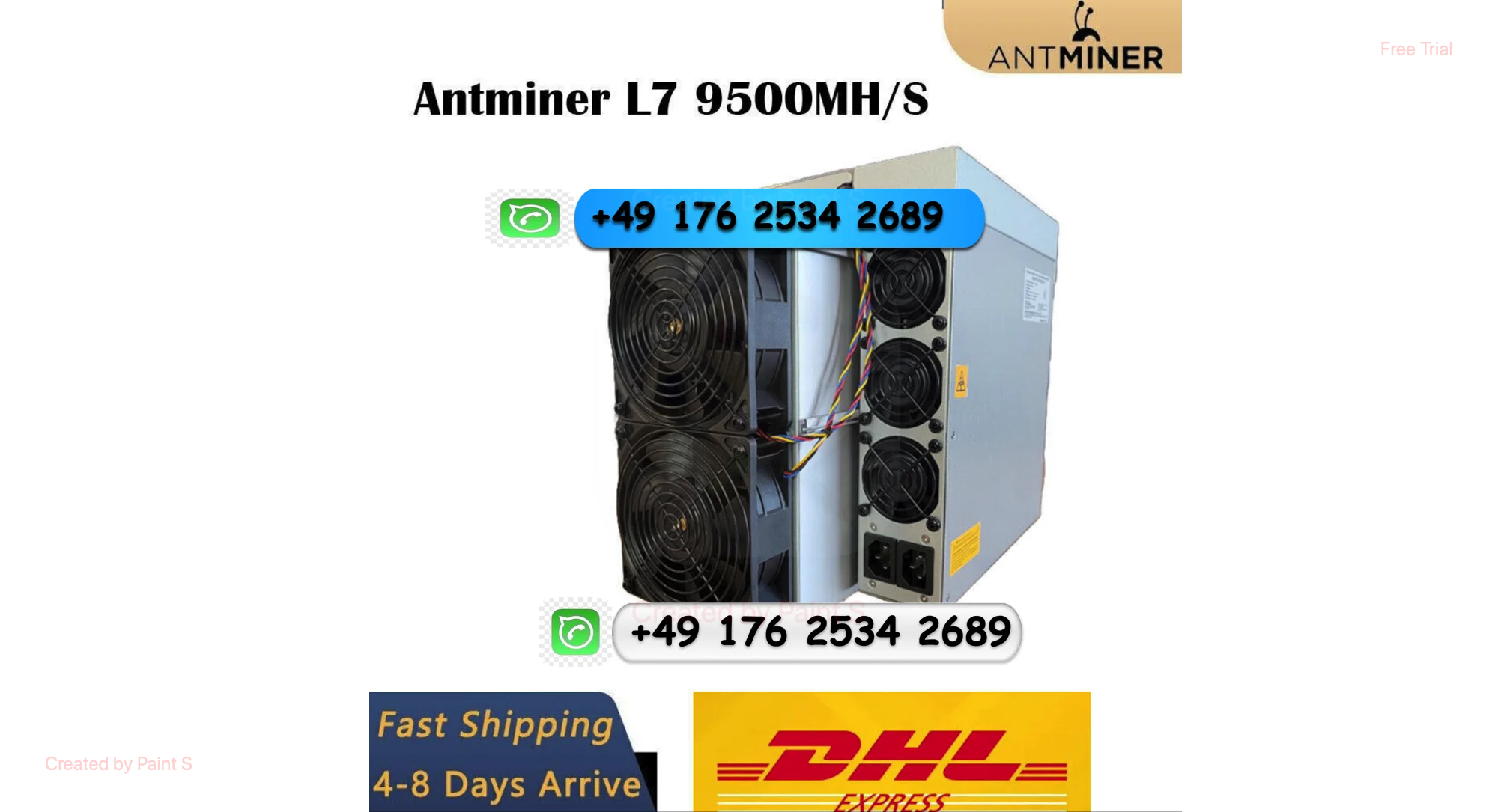 

H ! БЫСТРАЯ ДОСТАВКА КУПИТЬ 4 ПОЛУЧИ 2 Новый Bitmain Antminer L7 9500Mh/s 3420W DOGE/LTC Miner с гарантией