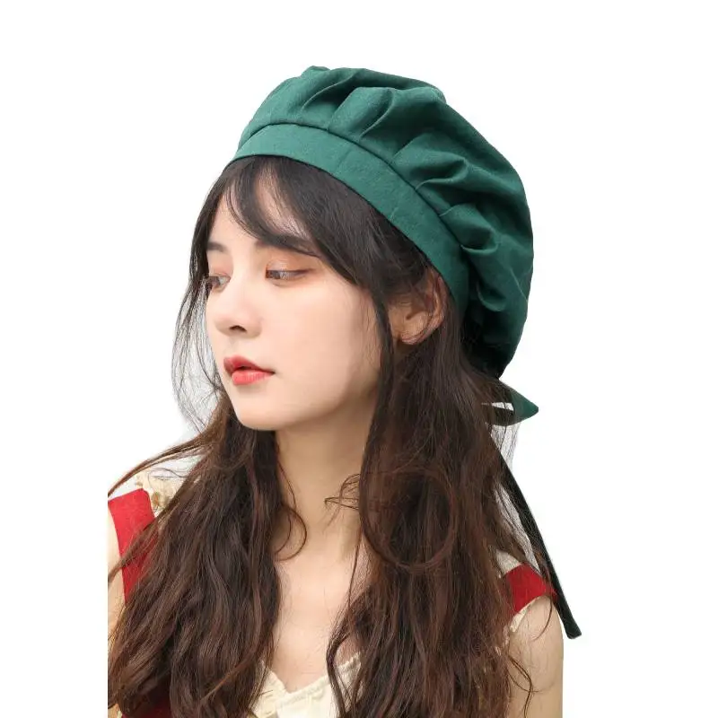 DAZCOS Medieval Linen Bonnet Mob Cap with Long Ribbons Renaissance Prairie Mop Hat for Women Cosplay Costume Accessory