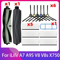 For iLife A7 A9S V8 V8s X750 X800 X785 V80 L100 Silvercrest SSR1 SSRA1 Rubber Main Side Brush Hepa Filter Kit Spare Parts