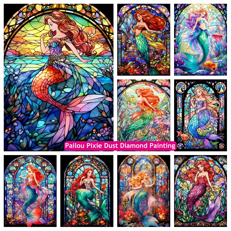 Ariel Disney Princess Sirenetta AB Diamond Painting Fantasy Vetrate Flounder Beauty Punto croce Regalo per bambini