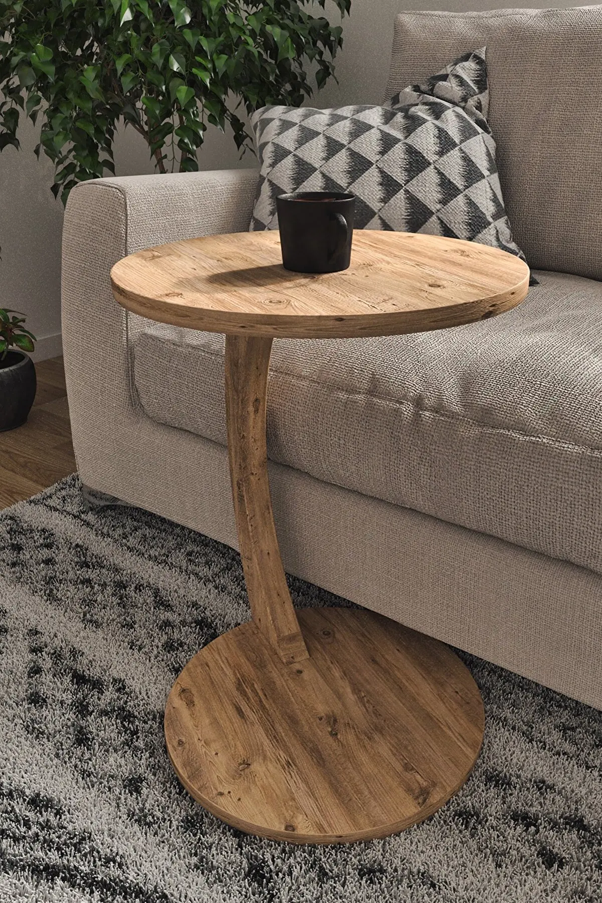 Modern Household Side C Shape Wheel Table Knockdown Coffee Table Coffee Tea Living Room Decor Sofa Bedside Nordic Coffee Table