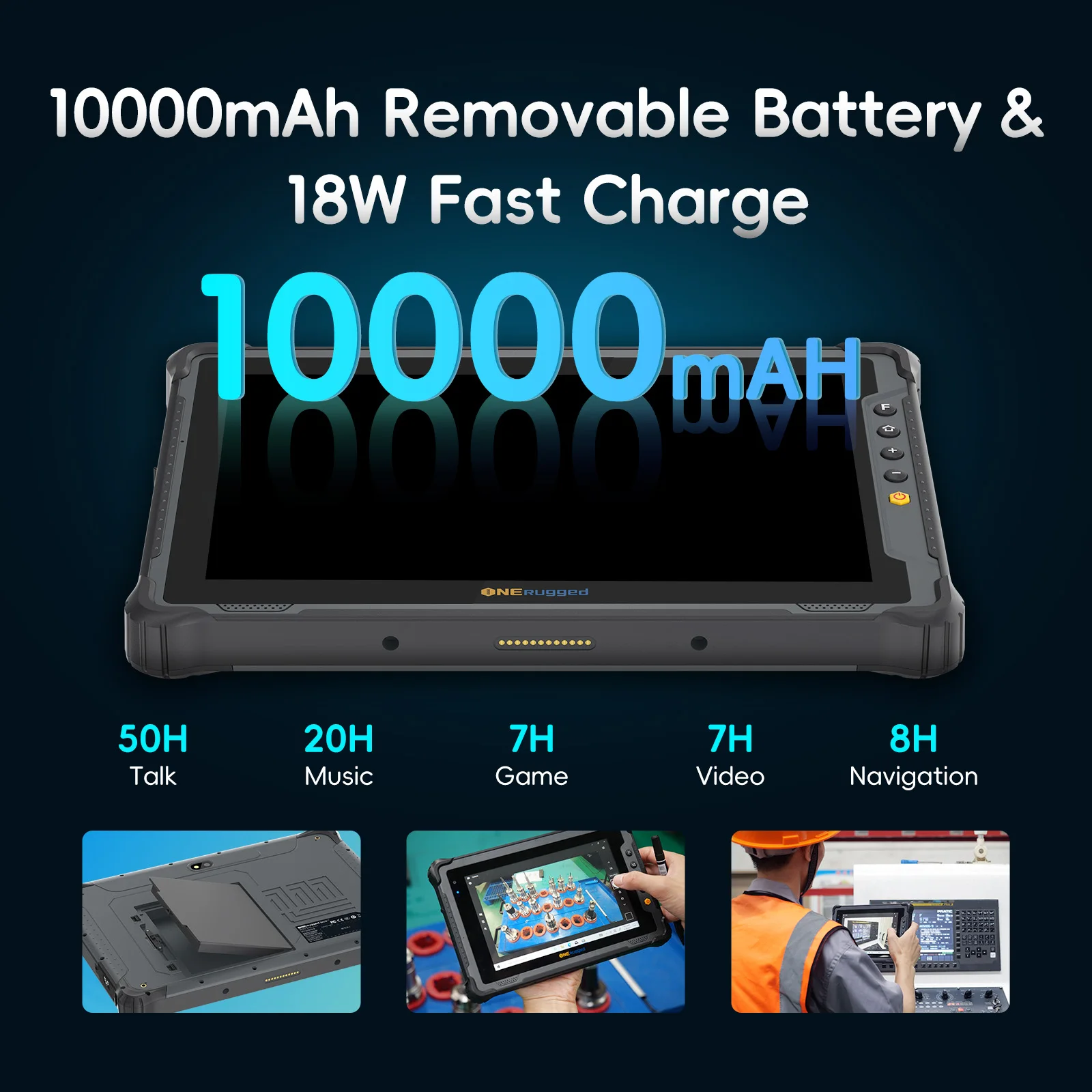 ONERugged Rugged Tablet M10T, Tablet Andriod 14 de 10,1 polegadas com scanner de código de barras Zebra 8GB + 128GB, PC industrial com 4G/NFC