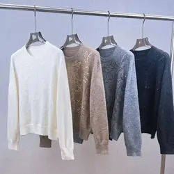 Casual 100% merino wool sequined pullover