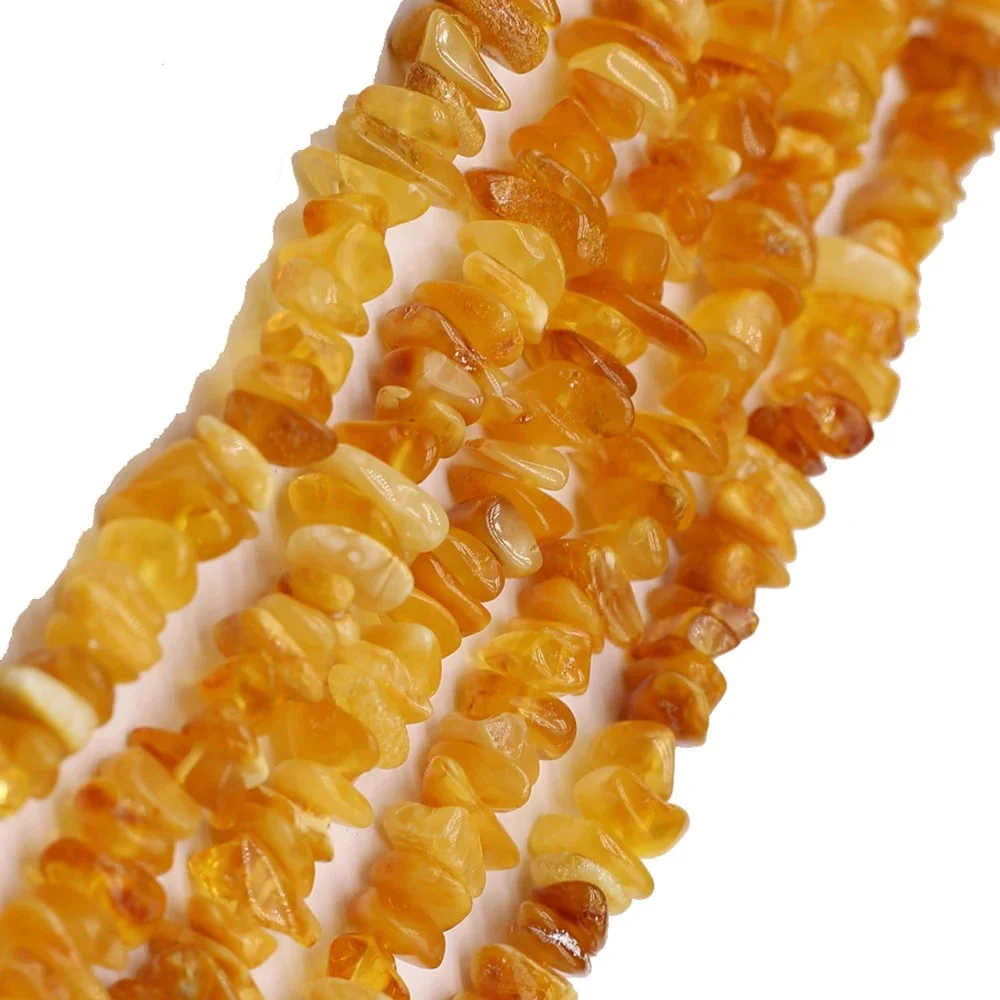 AliExpress NONE 38cm Natural Amber Stone Beads Irregular Freeform Chip Yellow Gravel Beads For Jewelry Making DIY Necklace Bracelet 10x6mm