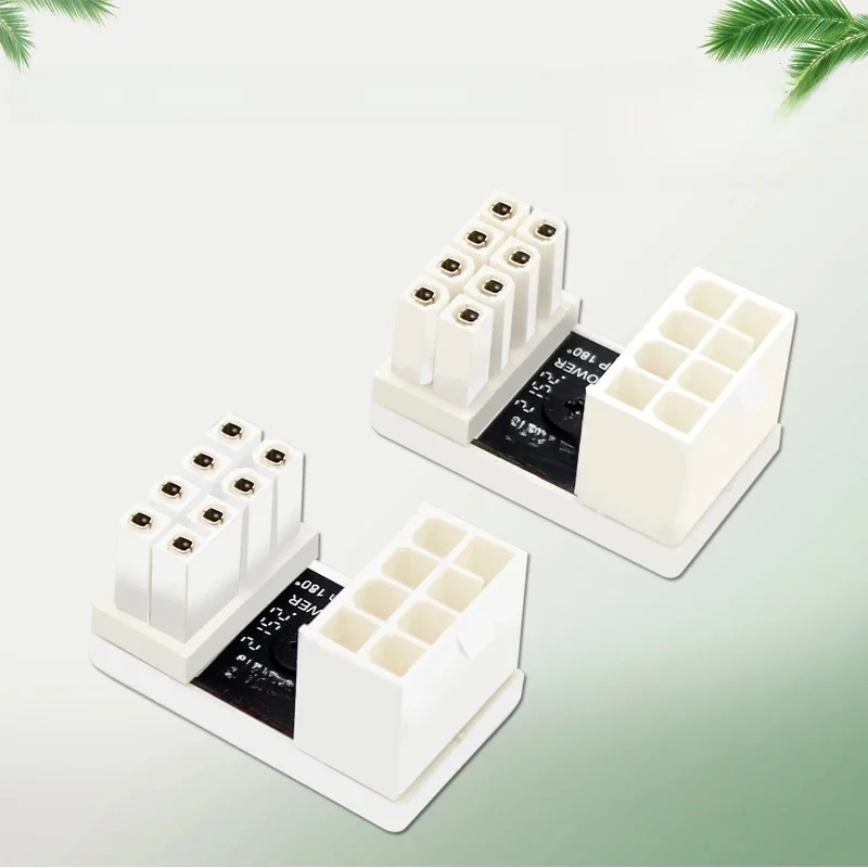 Adaptateur d'alimentation GPU ATX double boîtier blanc à 8 broches, 180 degrés, pour la gestion des câbles graphiques arrière et l'économie d'espace