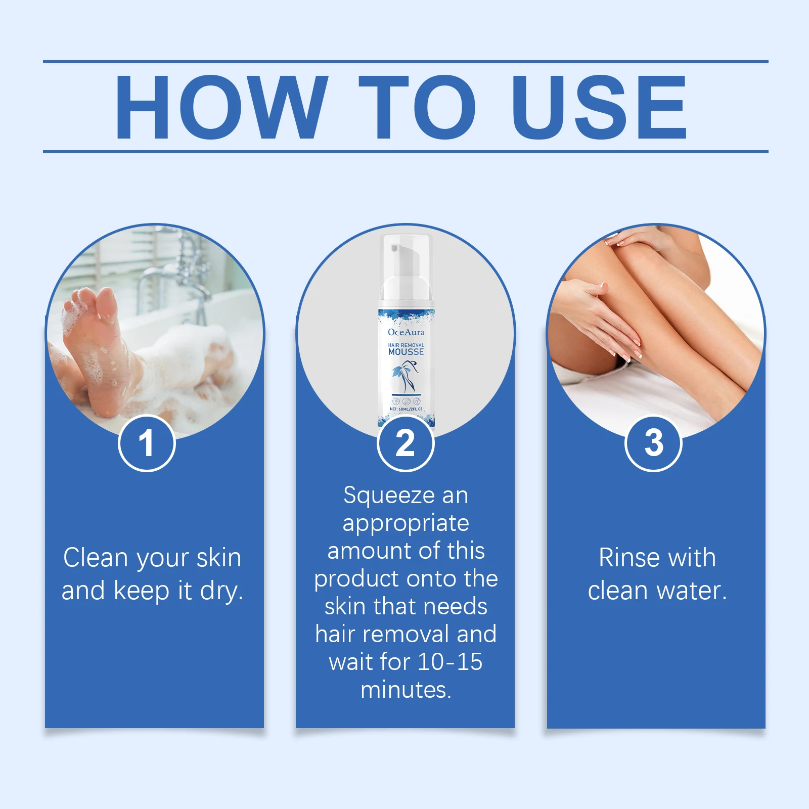 Oceaura إزالة الشعر موس لطيف إزالة الشعر غير مزعجة المسام يتقلص تحسين النعومة ترطيب مزيل الشعر موس #5