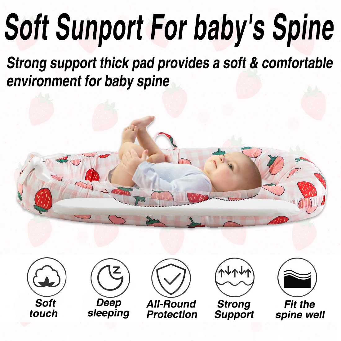 Baby Lounger,Newborn Lounger for Baby, Baby Nest,Snugly Fit Infant Lounger for Baby, Infant 100% Cotton Breathable Sleeping Bed