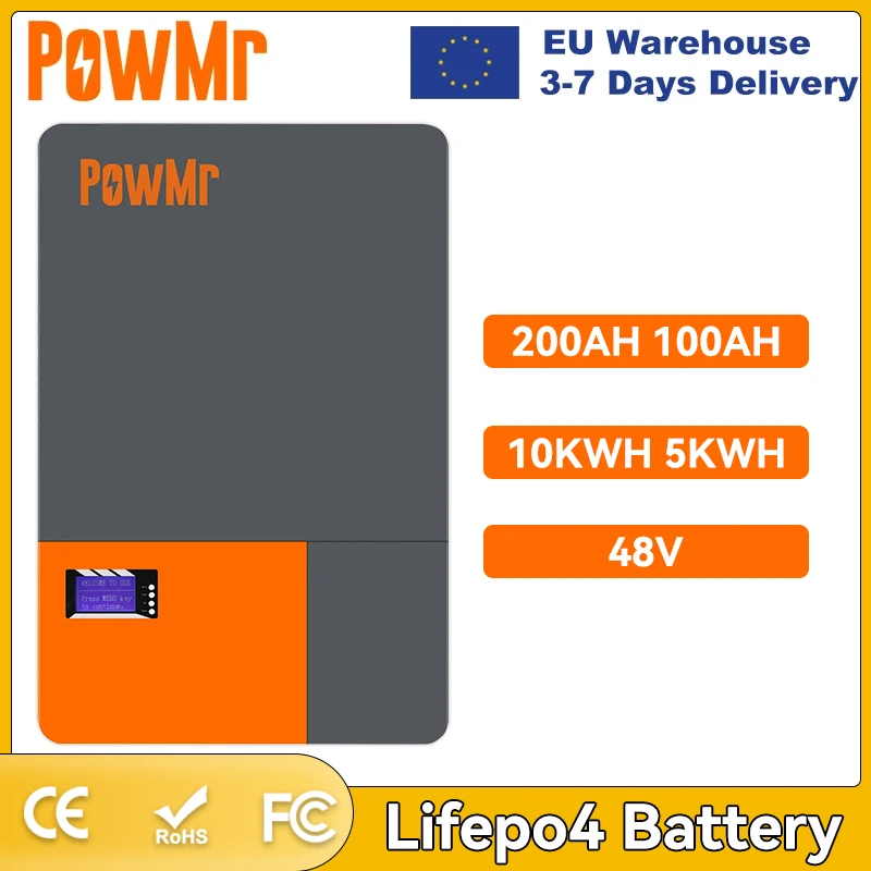 PowMr EU Stock  200AH 100AH Lithium Battery 48V 10KWH 5KWH Energy Solar LiFePO4 Battery 6000 Cycles Up to 15 Series