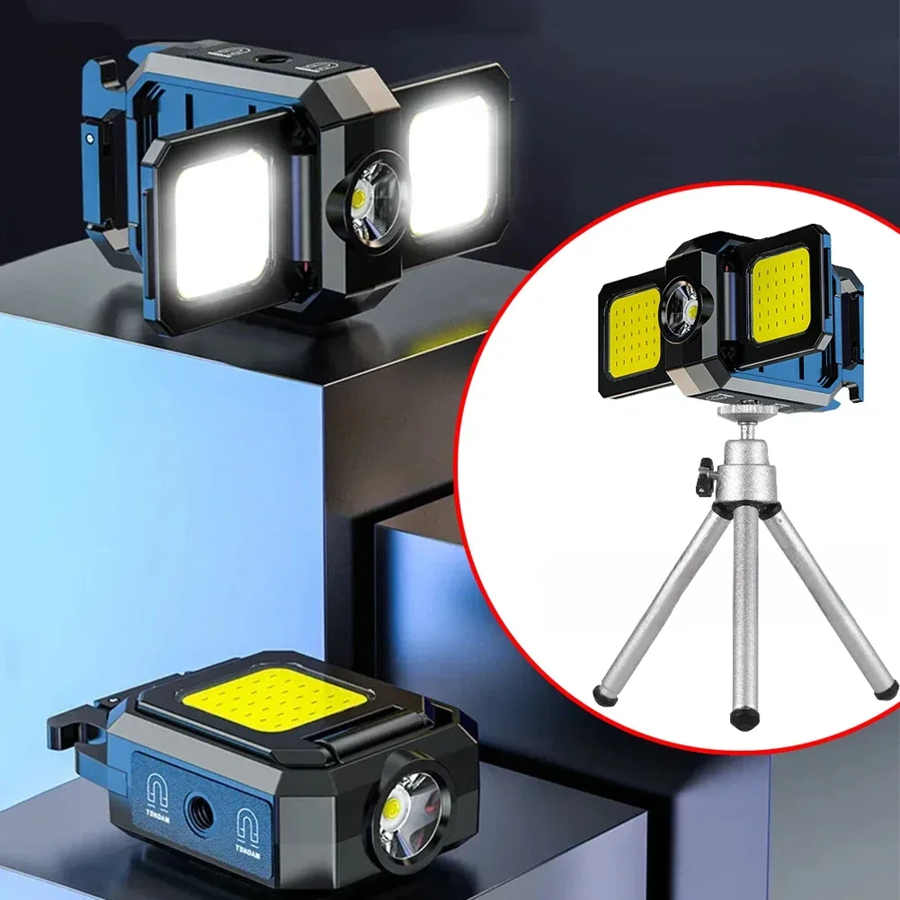 Mini lampe de poche LED porte-clés, Double COB, Rechargeable par USB, lampes de travail, lanterne de pêche avec aimant, batterie intégrée