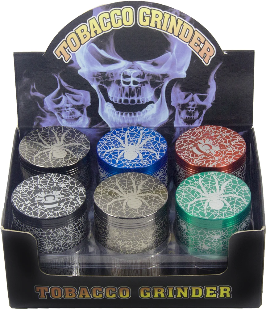 2' Spider Web Herb Grinder 4-Piece Metal Spice Crusher with Multiple Colors Gift Gift for Man Birthday Christmas