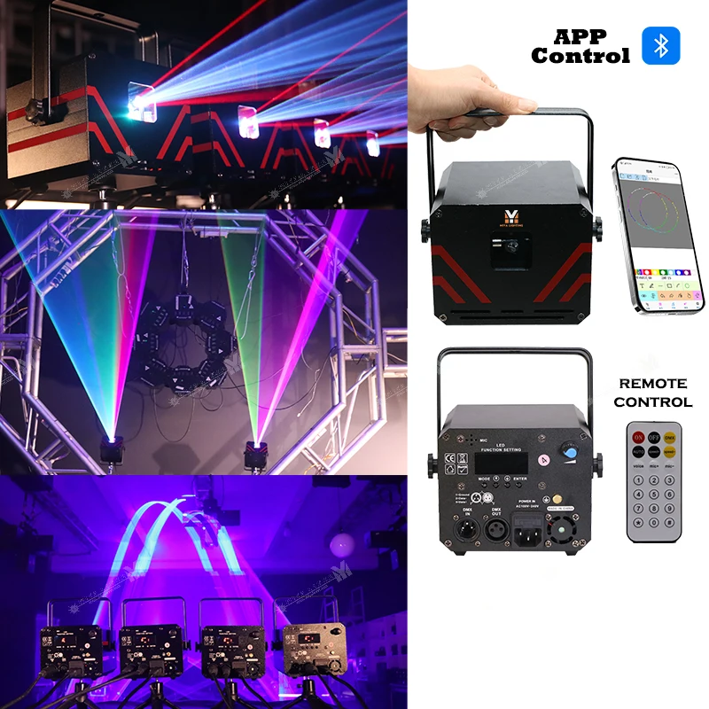 MY Laser Mini Portable Laser Show App Пульт дистанционного управления 2 Вт DMX полноцветные лазерные лампы