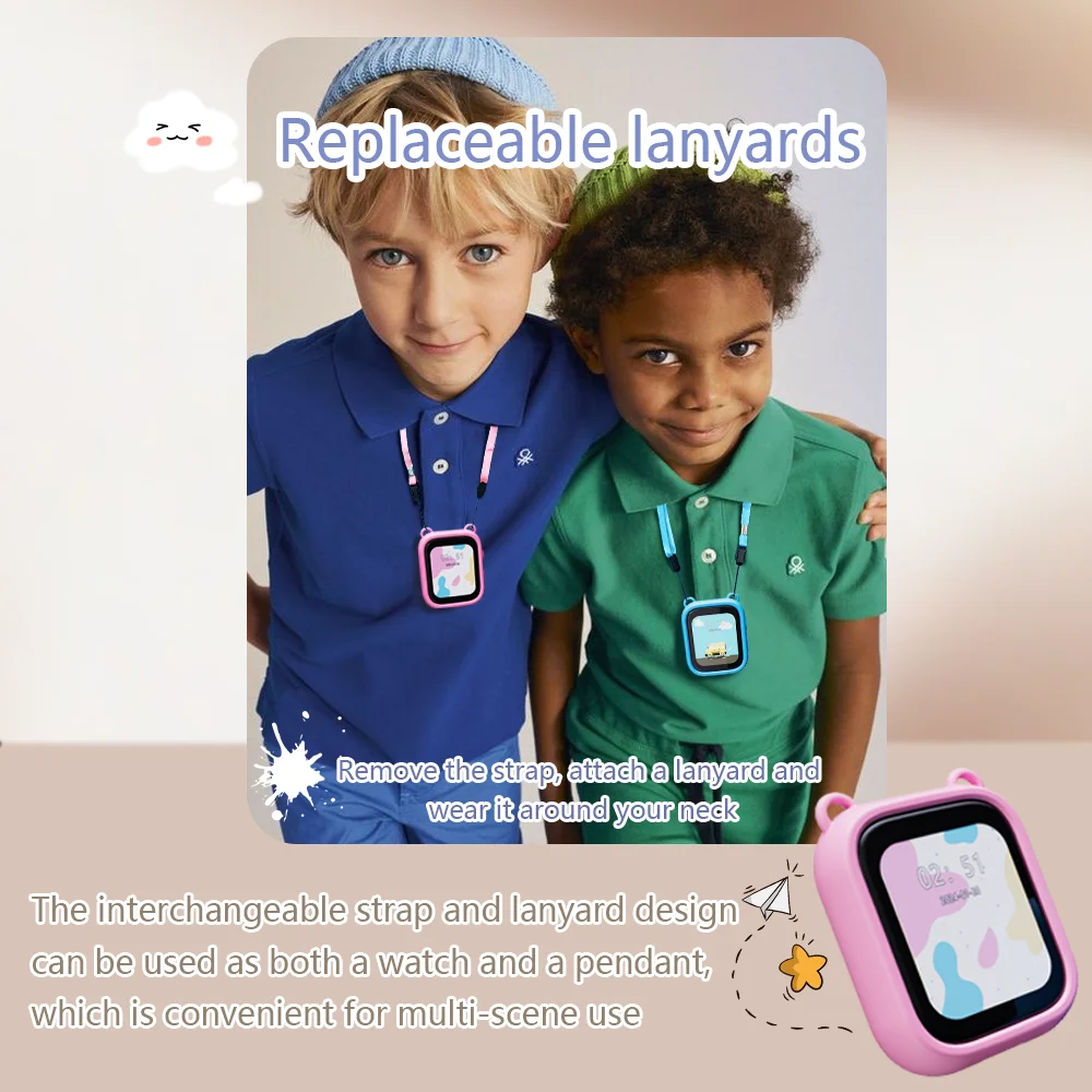 ساعة أطفال (بنات أولاد) بحزام وحبل قابل للإزالة، شحن USB، لا توجد تطبيقات مطلوبة، طلاب المراهقين من عمر 4 سنوات فما فوق #4