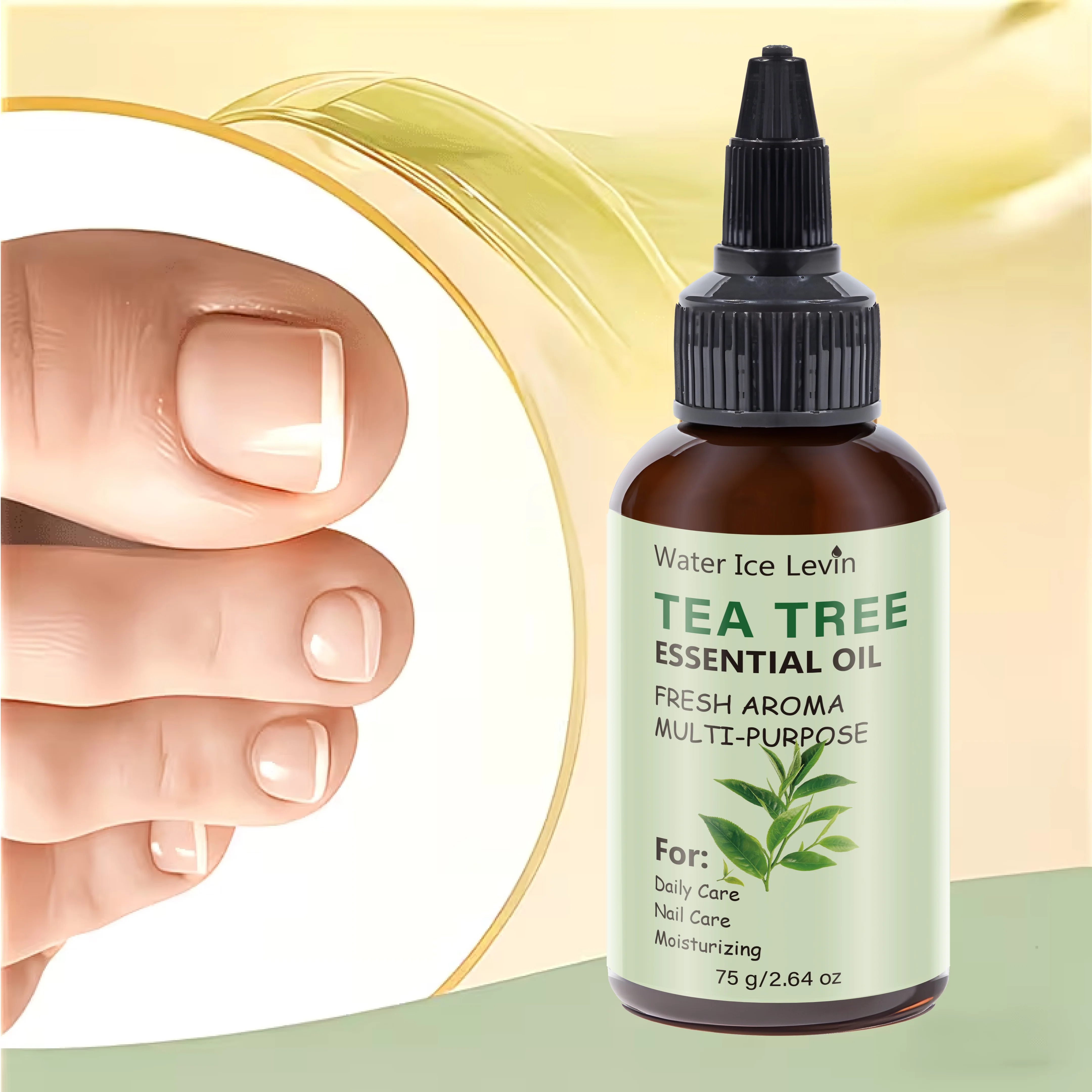 Water Ice Levin 75g Tea Tree Essential Oil Nail Oil Fresh Aroma Moisturizing Firming Multi‑purpose Nail Care