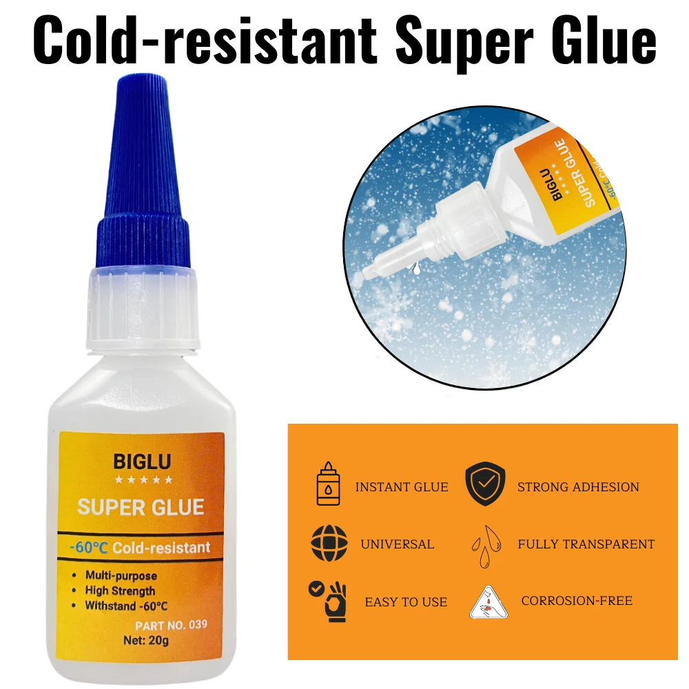 BiGLU-Adesivo Transparente Líquido Forte, Super Cola Instantânea Rápida, Resistente ao Frio, Multiuso,-60 ℃