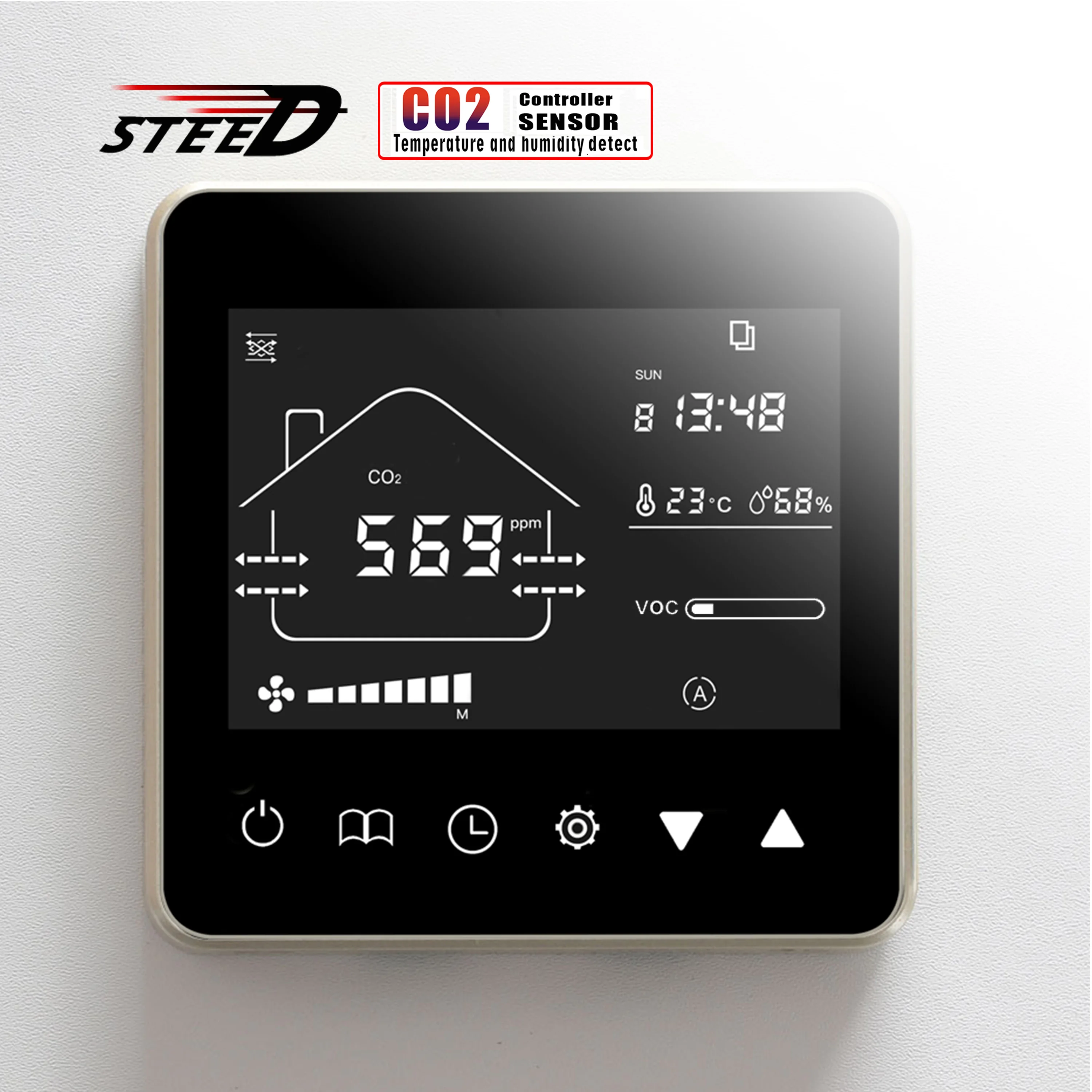 Economic Fresh Air Control Panel for EC/AC Fan Detection Sensor VOC PM2.5 CO2 Management Room Air Quality