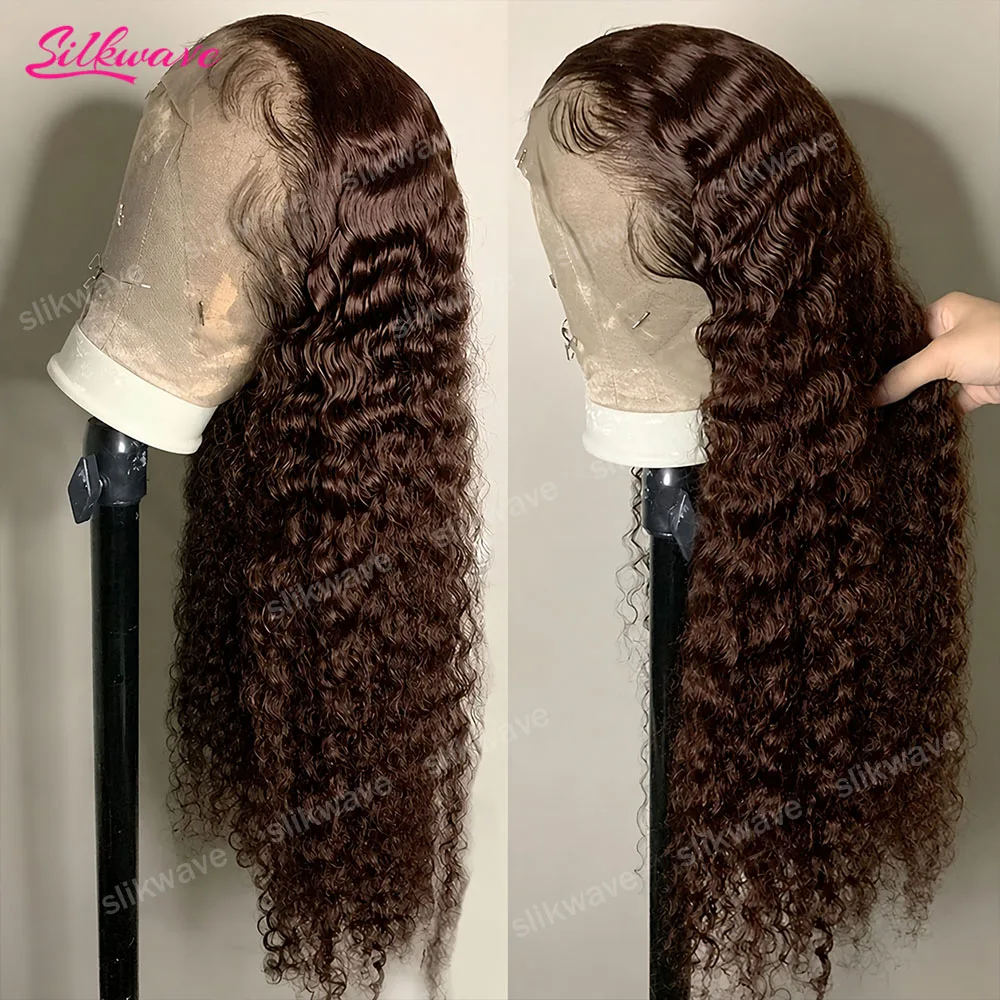 

Deep Curly Wigs Human Hair Chocolate Brown 13x4 13x6 Hd Lace Frontal Wig 200 Density Colored Water Wave Lace Front Wig For Women
