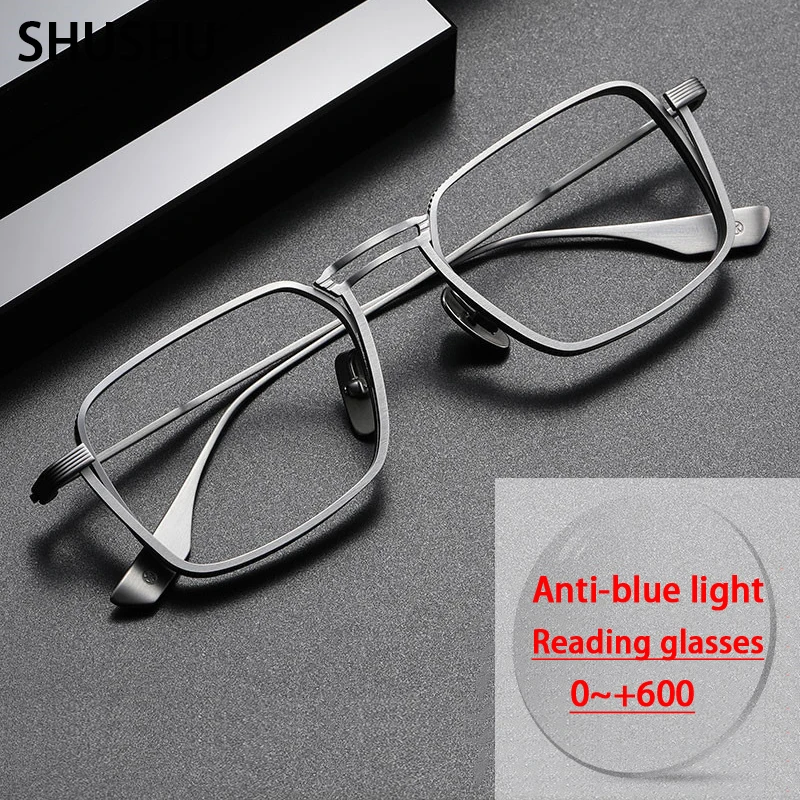 

A128 Retro Square Handmade Men Reading Glasses Fashion Trend Brand Designer Glasses Anti-Blu-ray Prescription Mirrors.+100.+150