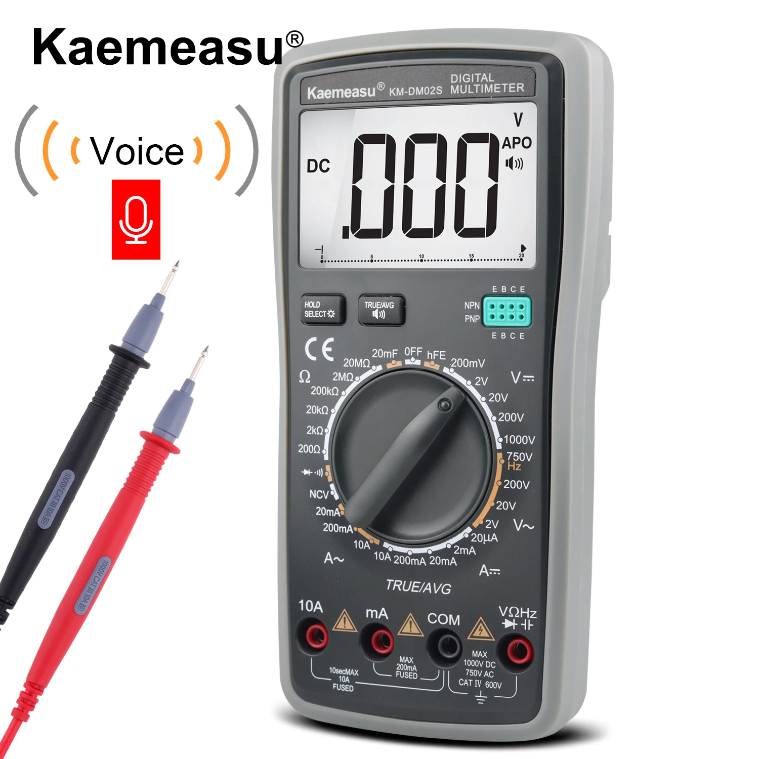 Kaemeasu KM-DM02S Digital Multimeter True RMS AVG tester Smart anti-burn Service Technician Multimeter with Voice broadcast