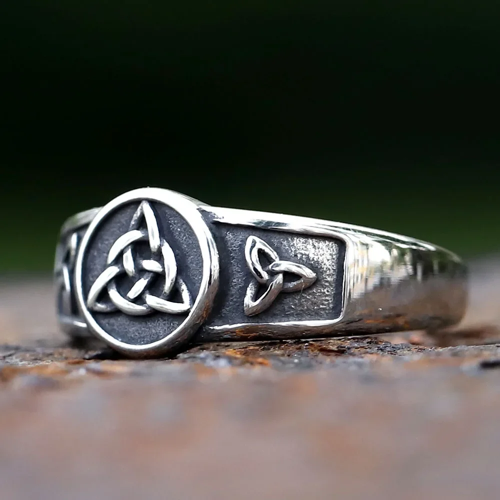Bague en acier inoxydable avec nœud de sorcière, croix Wiccan, nœud celtique pour femmes, sorcellerie, Protection porte-bonheur, amulette, bijoux, 2023